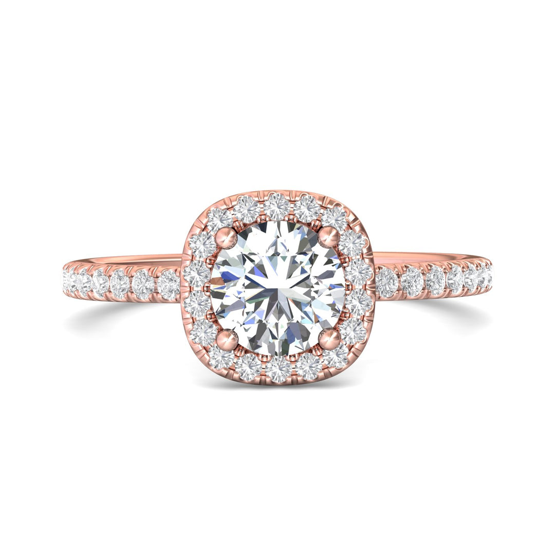 18K Gold Pink Micropave Halo Engagement Ring from the Micropave Halo collection - DERMH59XSR_18KP_CuHRd_6.5_Prm_H-I_SI1