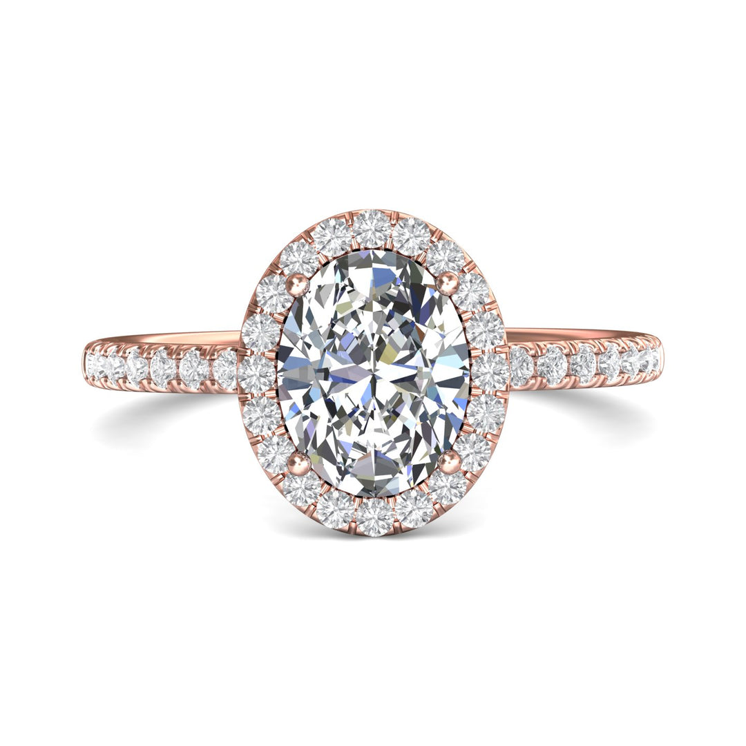 18K Gold Pink Micropave Halo Engagement Ring from the Micropave Halo collection - DERMH59XSR_18KP_OvH_9X6_Prm_H-I_SI1