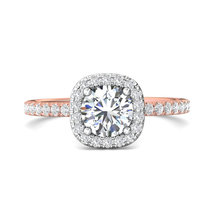 18K Gold White/Pink Micropave Halo Engagement Ring from the Micropave Halo collection - DERMH59XSR_18KWP_CuHRd_6.5_Prm_H-I_SI1