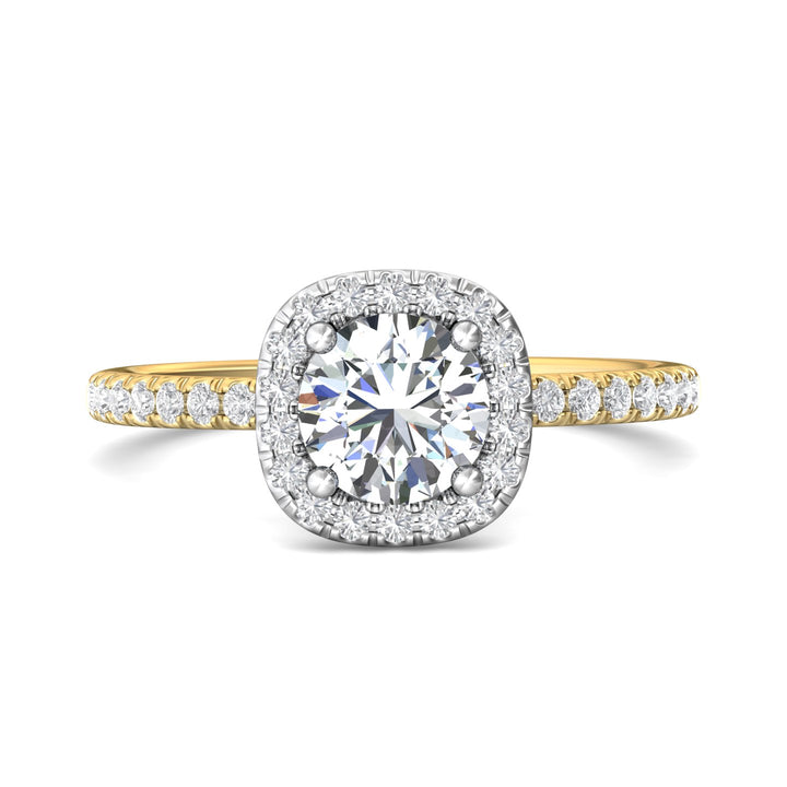 18K Gold White/Yellow Micropave Halo Engagement Ring from the Micropave Halo collection - DERMH59XSR_18KWY_CuHRd_6.5_Prm_H-I_SI1