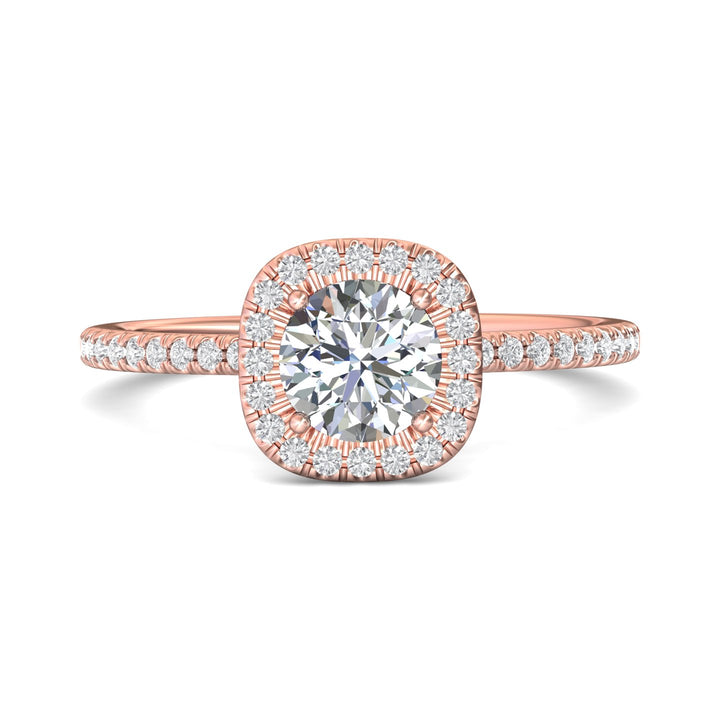 14K Gold Pink Micropave Halo Engagement Ring from the Micropave Halo collection - DERMH59XXSR_14KP_CuHRd_6.0_Prm_H-I_SI1
