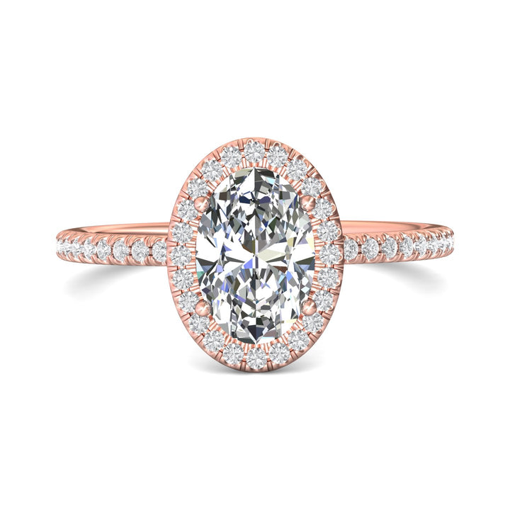 14K Gold Pink Micropave Halo Engagement Ring from the Micropave Halo collection - DERMH59XXSR_14KP_OvH_9X6_Prm_H-I_SI1