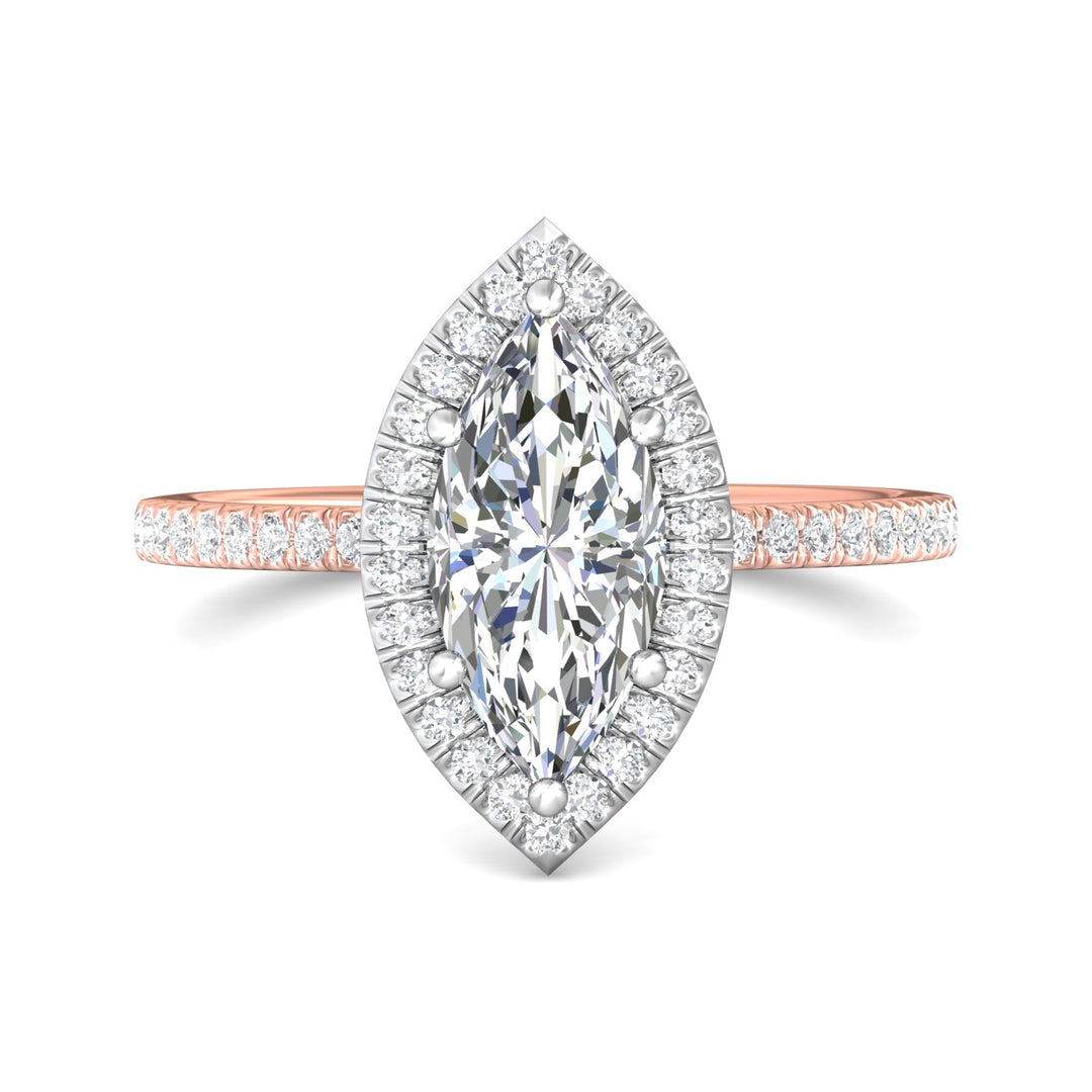 14K Gold Pink/White Micropave Halo Engagement Ring from the Micropave Halo collection - DERMH59XXSR_14KPW_MqH_12X6_Prm_H-I_SI1