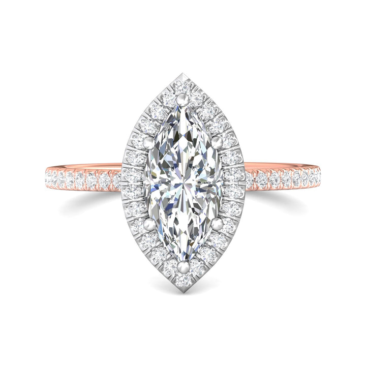 14K Gold Pink/White Micropave Halo Engagement Ring from the Micropave Halo collection - DERMH59XXSR_14KPW_MqH_12X6_Prm_H-I_SI1
