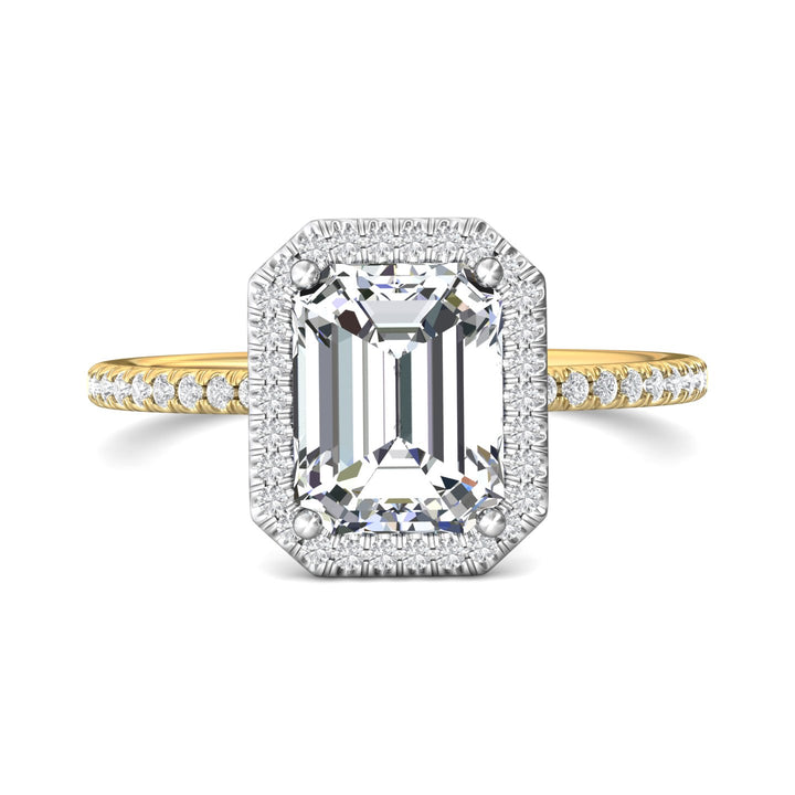 18K Gold White/Yellow Micropave Halo Engagement Ring from the Micropave Halo collection - DERMH59XXSR_18KWY_EmH_9X7_Prm_H-I_SI1