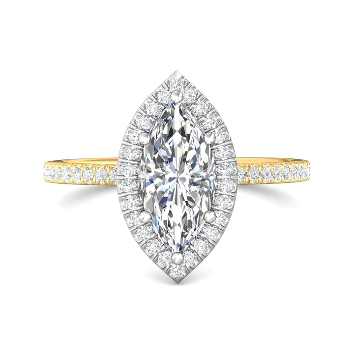 18K Gold White/Yellow Micropave Halo Engagement Ring from the Micropave Halo collection - DERMH59XXSR_18KWY_MqH_12X6_Prm_H-I_SI1