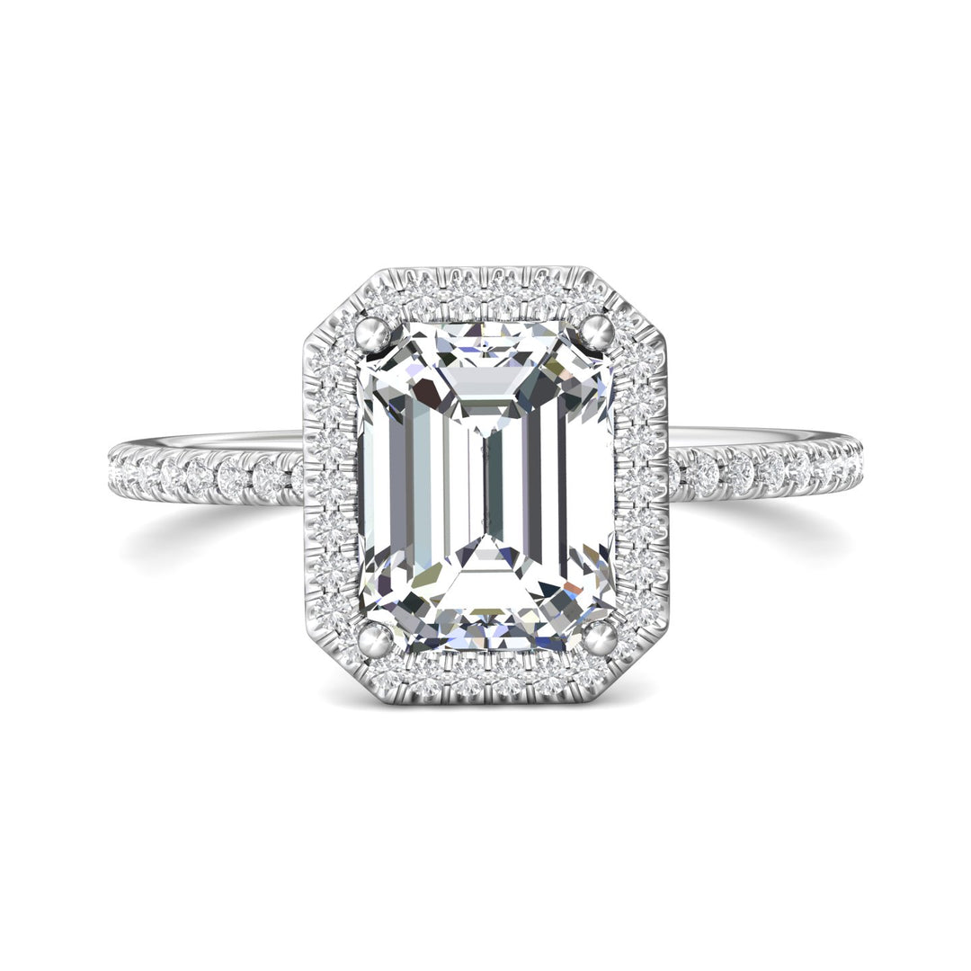Platinum White Micropave Halo Engagement Ring from the Micropave Halo collection - DERMH59XXSR_PlatW_EmH_9X7_Prm_H-I_SI1