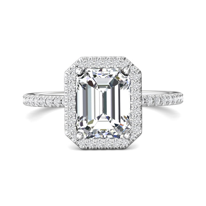 Platinum White Micropave Halo Engagement Ring from the Micropave Halo collection - DERMH59XXSR_PlatW_EmH_9X7_Prm_H-I_SI1