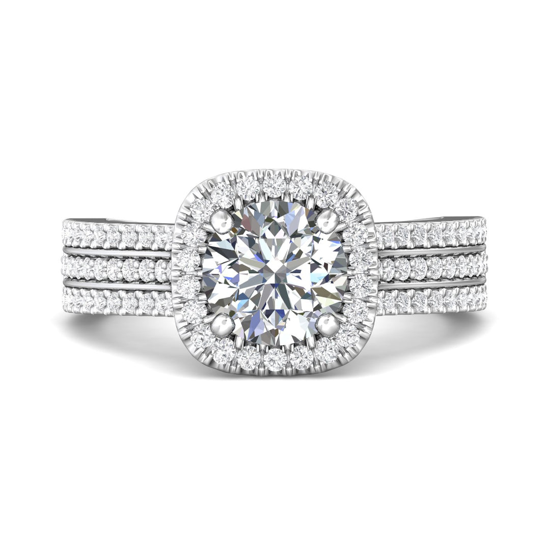 Platinum White Micropave Halo Engagement Ring from the Micropave Halo collection - DERMH60_PlatW_RdH_7.0_Prm_H-I_SI1