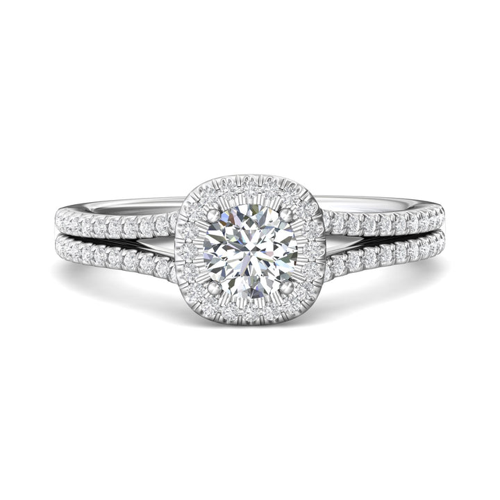 14K Gold White Split Shank Engagement Ring from the Split Shank collection - DERMH74_14KW_CuHRd_5.0_Prm_H-I_SI1