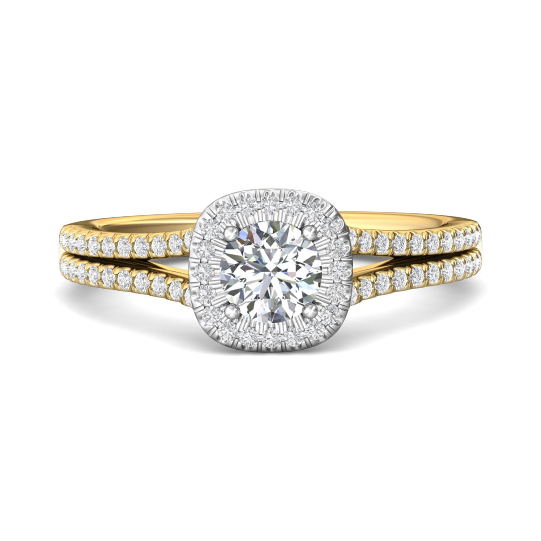 14K Gold Yellow/White Split Shank Engagement Ring from the Split Shank collection - DERMH74_14KYW_CuHRd_5.0_Prm_H-I_SI1