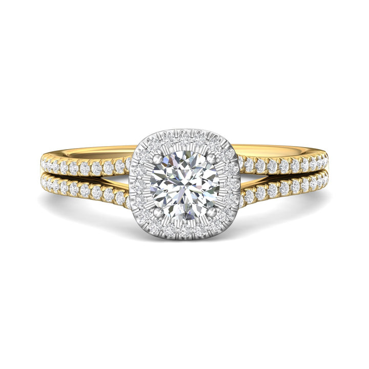 14K Gold Yellow/White Split Shank Engagement Ring from the Split Shank collection - DERMH74_14KYW_CuHRd_5.0_Prm_H-I_SI1