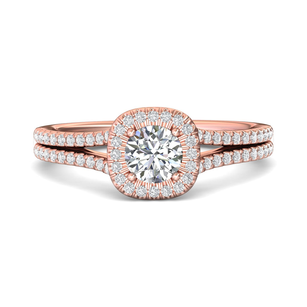 18K Gold Pink Split Shank Engagement Ring from the Split Shank collection - DERMH74_18KP_CuHRd_5.0_Prm_H-I_SI1