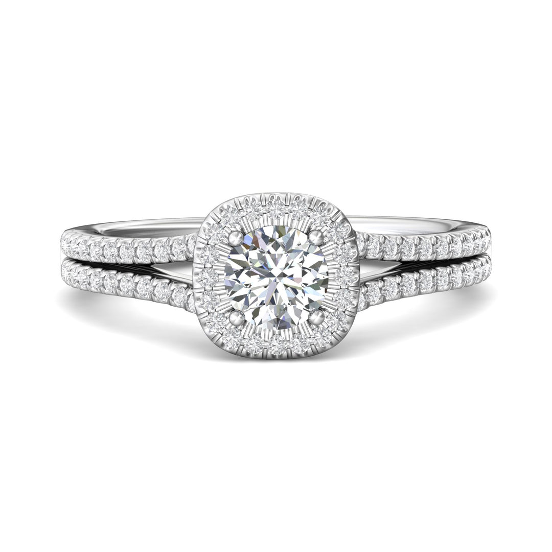 18K Gold White Split Shank Engagement Ring from the Split Shank collection - DERMH74_18KW_CuHRd_5.0_Prm_H-I_SI1