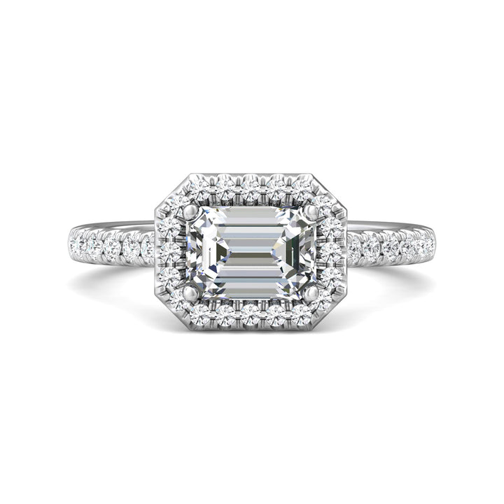 14K Gold White Micropave Halo Engagement Ring from the Micropave Halo collection - DERMH76_14KW_EmH_7X5_Prm_H-I_SI1