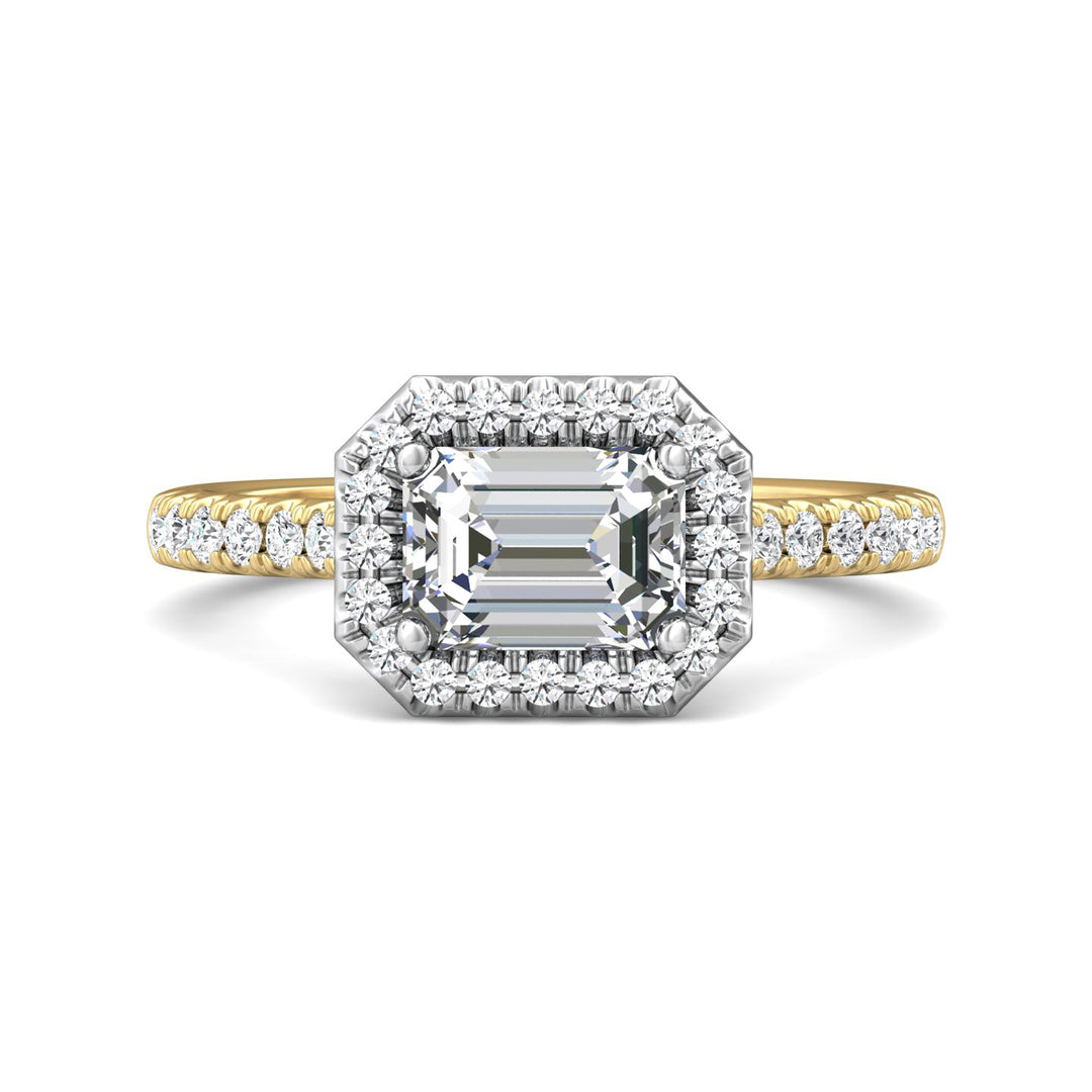 14K Gold Yellow/White Micropave Halo Engagement Ring from the Micropave Halo collection - DERMH76_14KYW_EmH_7X5_Prm_H-I_SI1
