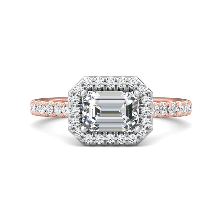 18K Gold White/Pink Micropave Halo Engagement Ring from the Micropave Halo collection - DERMH76_18KWP_EmH_7X5_Prm_H-I_SI1