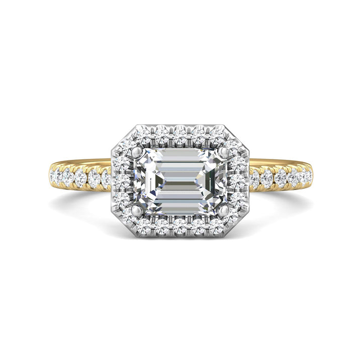 18K Gold White/Yellow Micropave Halo Engagement Ring from the Micropave Halo collection - DERMH76_18KWY_EmH_7X5_Prm_H-I_SI1