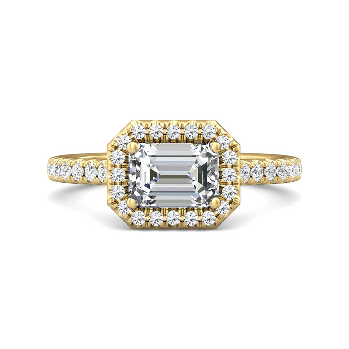 18K Gold Yellow Micropave Halo Engagement Ring from the Micropave Halo collection - DERMH76_18KY_EmH_7X5_Prm_H-I_SI1