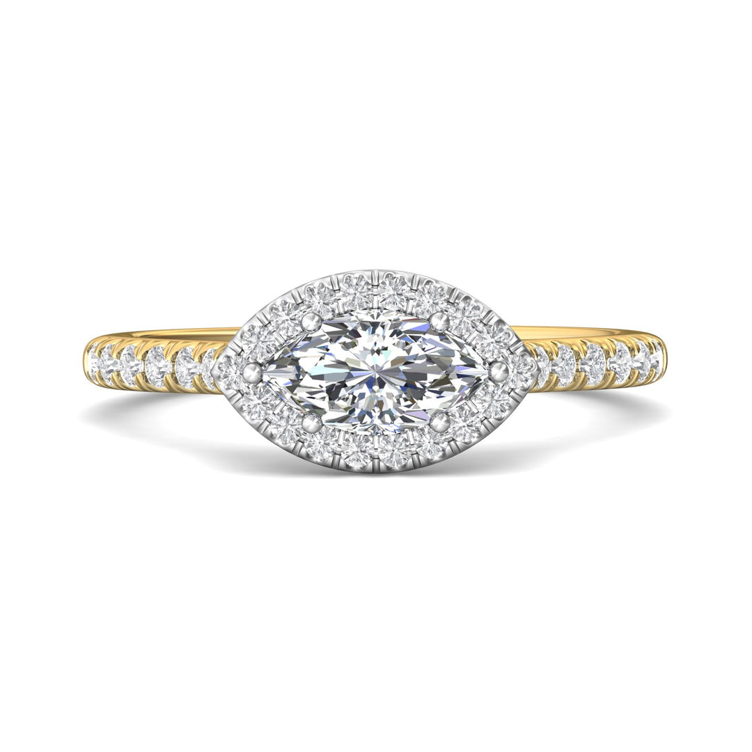 18K Gold White/Yellow Micropave Halo Engagement Ring from the Micropave Halo collection - DERMH76R_18KWY_MqH_8.5X4.5_Prm_H-I_SI1