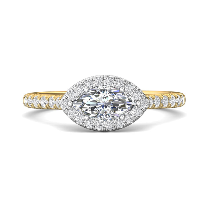 18K Gold White/Yellow Micropave Halo Engagement Ring from the Micropave Halo collection - DERMH76R_18KWY_MqH_8.5X4.5_Prm_H-I_SI1