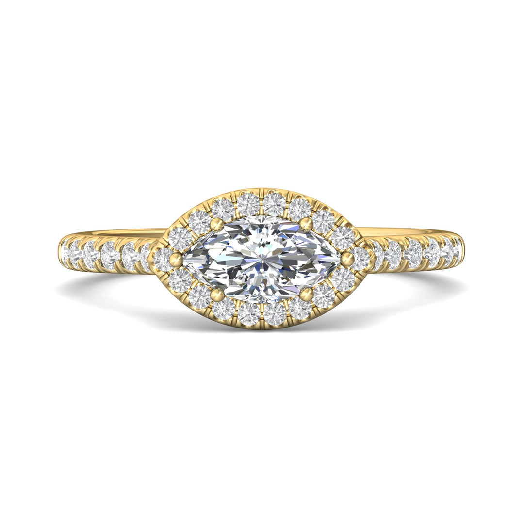 18K Gold Yellow Micropave Halo Engagement Ring from the Micropave Halo collection - DERMH76R_18KY_MqH_8.5X4.5_Prm_H-I_SI1