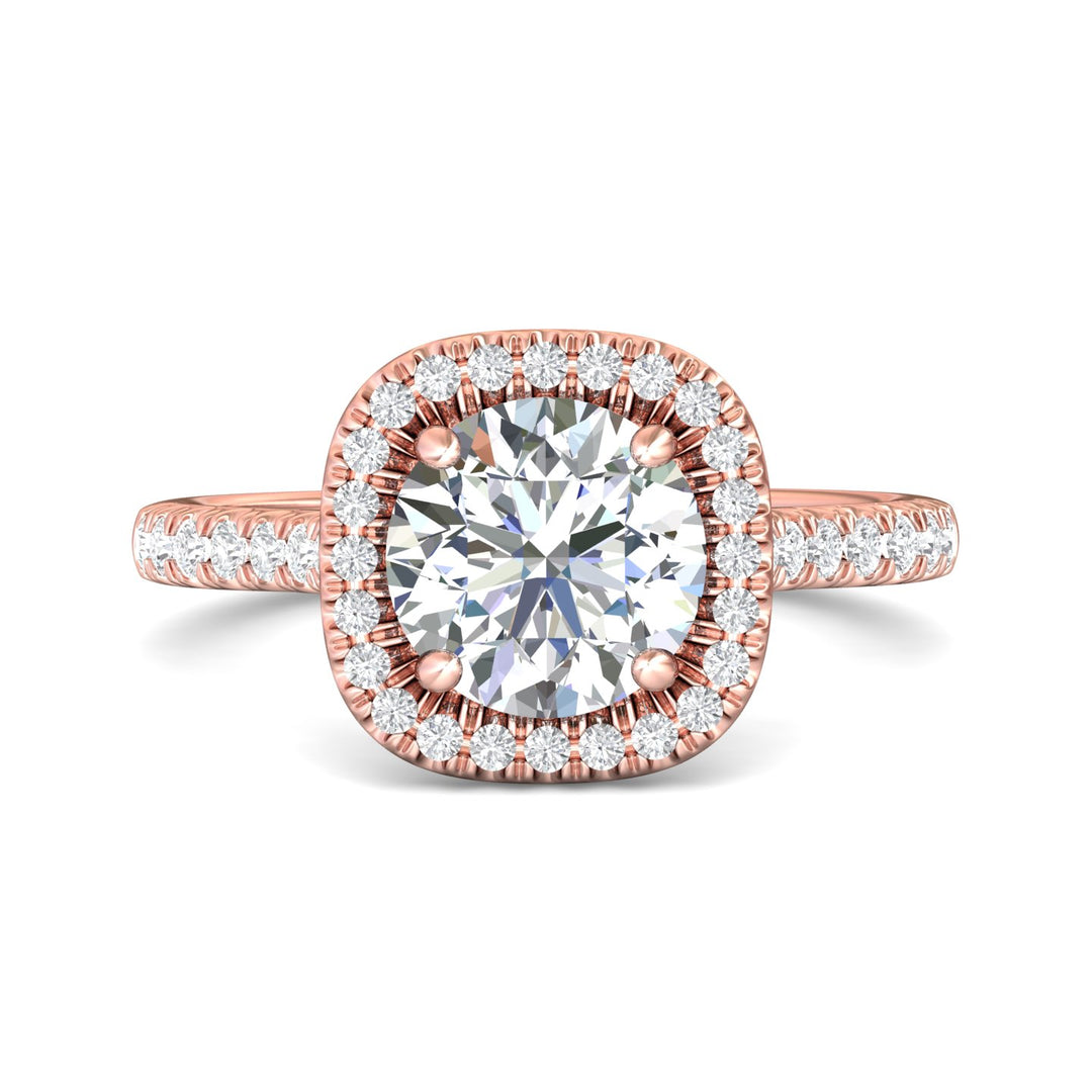 14K Gold Pink Micropave Halo Engagement Ring from the Micropave Halo collection - DERMH7_14KP_CuHRd_8.0_Prm_H-I_SI1