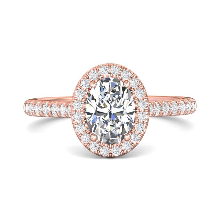 14K Gold Pink Micropave Halo Engagement Ring from the Micropave Halo collection - DERMH7_14KP_OvH_8X6_Prm_H-I_SI1