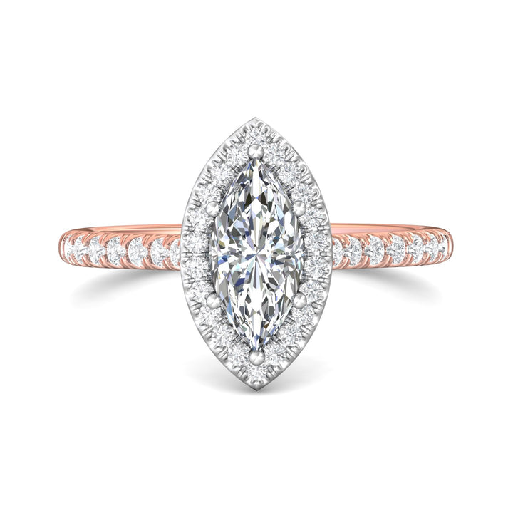 14K Gold Pink/White Micropave Halo Engagement Ring from the Micropave Halo collection - DERMH7_14KPW_MqH_10.5X5_Prm_H-I_SI1