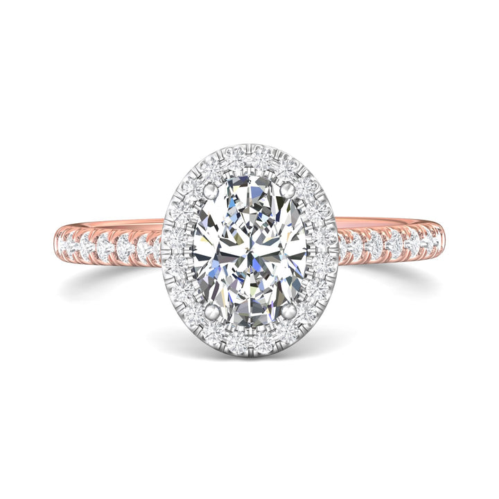 14K Gold Pink/White Micropave Halo Engagement Ring from the Micropave Halo collection - DERMH7_14KPW_OvH_8X6_Prm_H-I_SI1