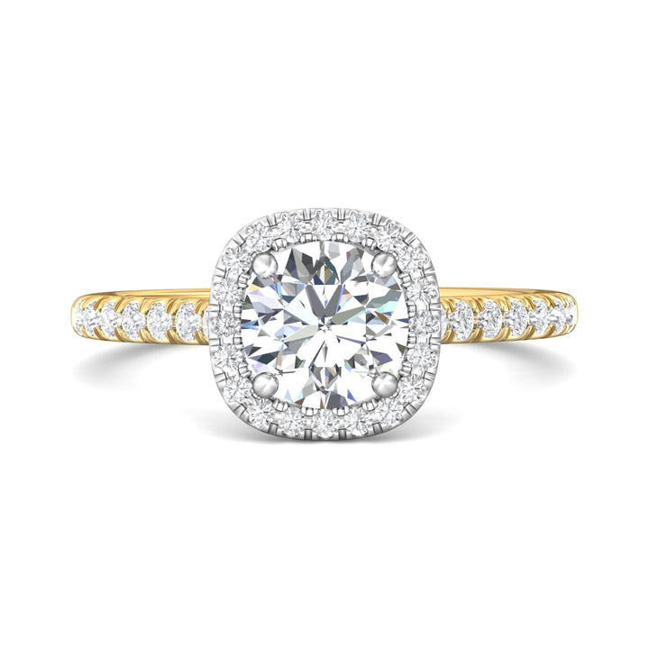 14K Gold Yellow/White Micropave Halo Engagement Ring from the Micropave Halo collection - DERMH7_14KYW_CuHRd_6.5_Prm_H-I_SI1
