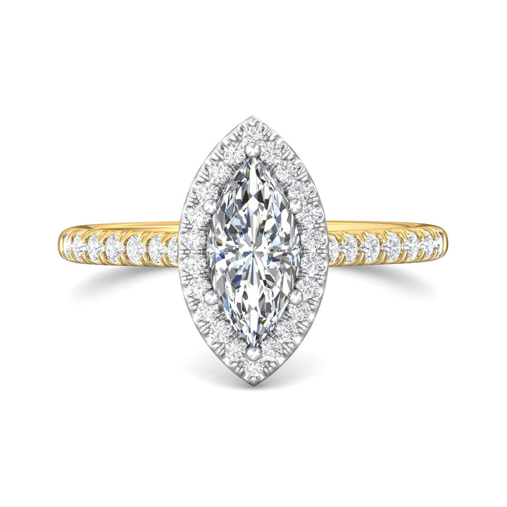 14K Gold Yellow/White Micropave Halo Engagement Ring from the Micropave Halo collection - DERMH7_14KYW_MqH_10.5X5_Prm_H-I_SI1