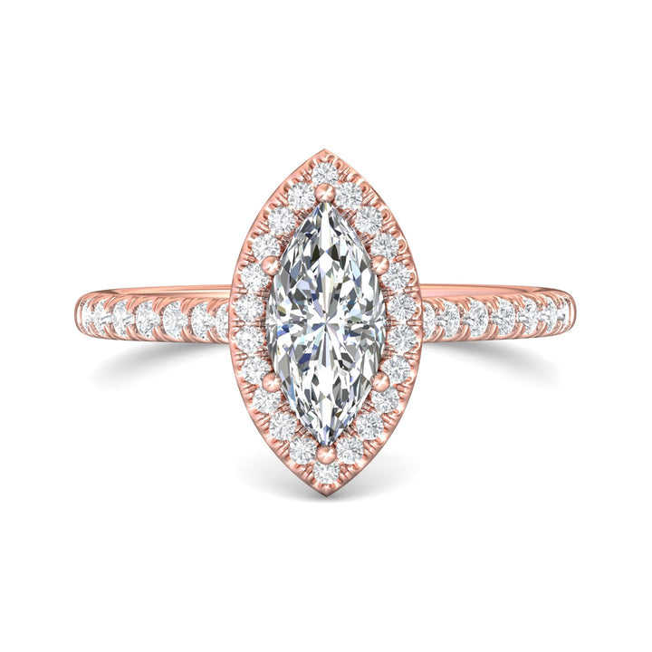 18K Gold Pink Micropave Halo Engagement Ring from the Micropave Halo collection - DERMH7_18KP_MqH_10.5X5_Prm_H-I_SI1