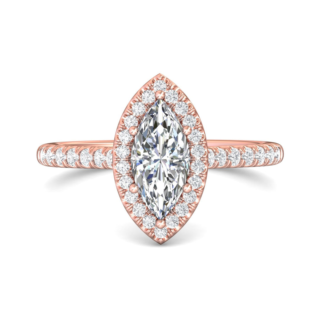 18K Gold Pink Micropave Halo Engagement Ring from the Micropave Halo collection - DERMH7_18KP_MqH_10.5X5_Prm_H-I_SI1