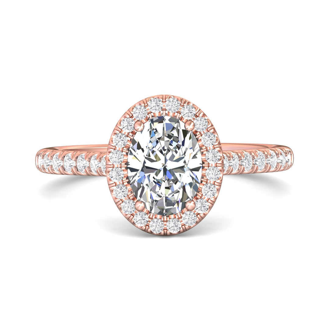 18K Gold Pink Micropave Halo Engagement Ring from the Micropave Halo collection - DERMH7_18KP_OvH_8X6_Prm_H-I_SI1