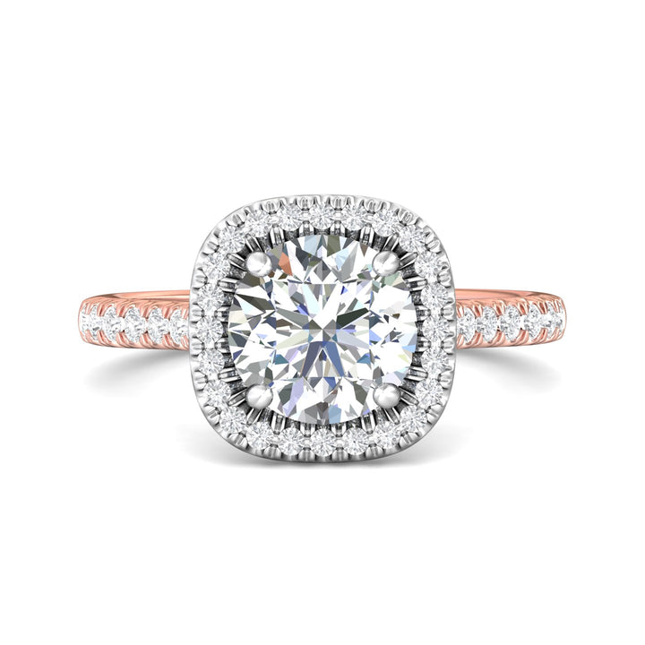 18K Gold White/Pink Micropave Halo Engagement Ring from the Micropave Halo collection - DERMH7_18KWP_CuHRd_8.0_Prm_H-I_SI1
