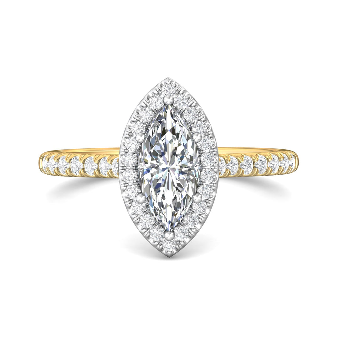 18K Gold White/Yellow Micropave Halo Engagement Ring from the Micropave Halo collection - DERMH7_18KWY_MqH_10.5X5_Prm_H-I_SI1