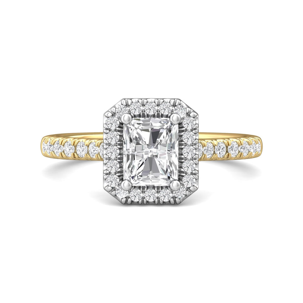 18K Gold White/Yellow Micropave Halo Engagement Ring from the Micropave Halo collection - DERMH7_18KWY_Rad_6X5_Prm_H-I_SI1