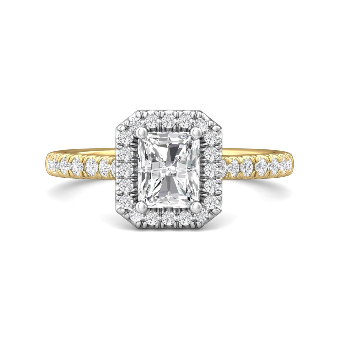 18K Gold White/Yellow Micropave Halo Engagement Ring from the Micropave Halo collection - DERMH7_18KWY_Rad_6X5_Prm_H-I_SI1