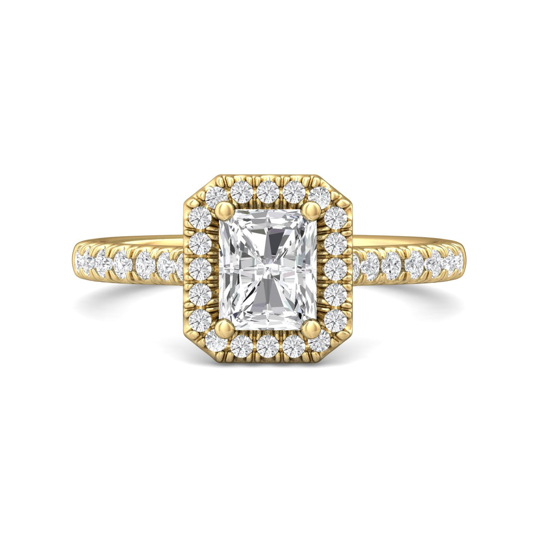 18K Gold Yellow Micropave Halo Engagement Ring from the Micropave Halo collection - DERMH7_18KY_Rad_6X5_Prm_H-I_SI1