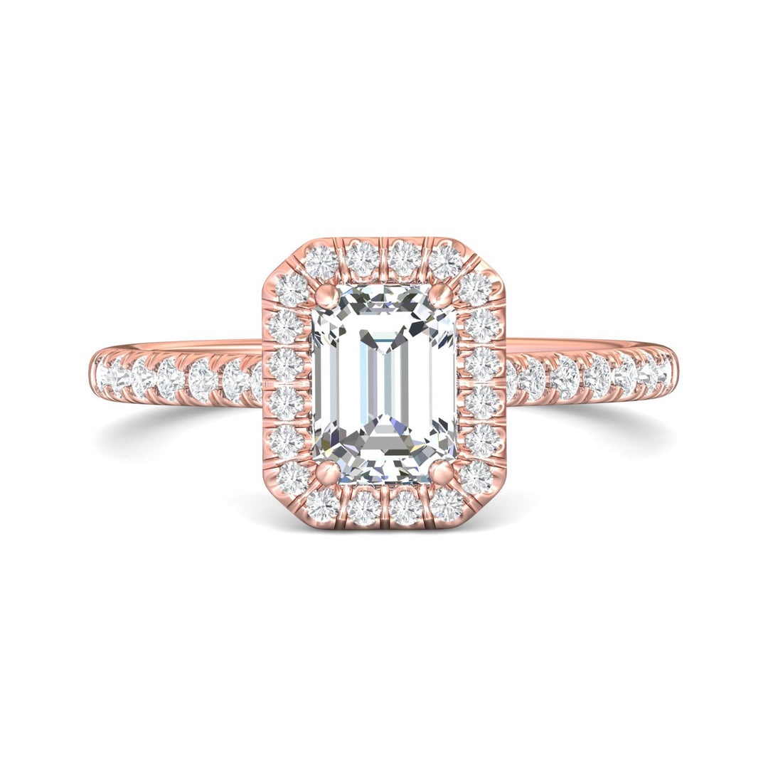 14K Gold Pink Micropave Halo Engagement Ring from the Micropave Halo collection - DERMH7R_14KP_EmH_7X5_Std_H-I_SI2