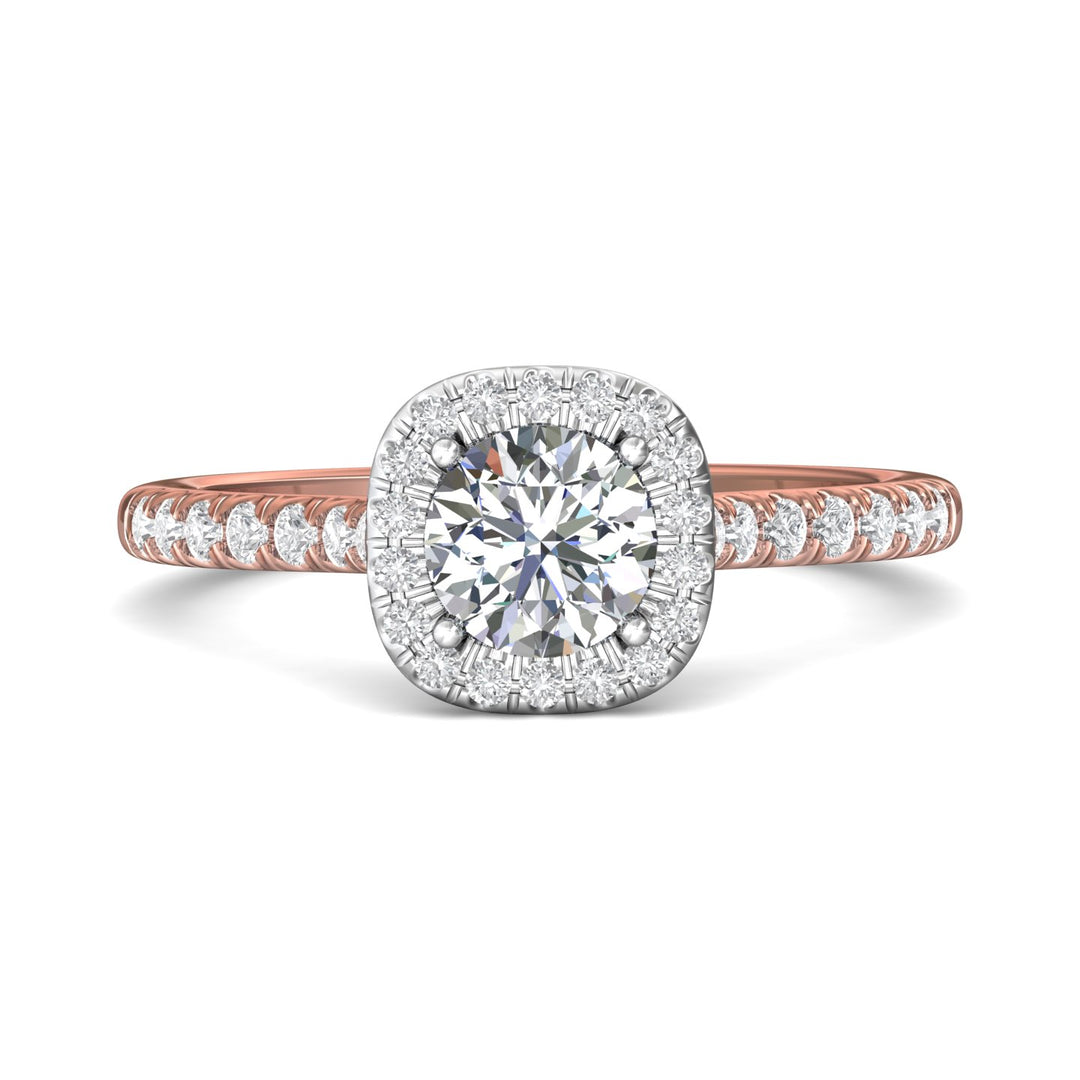 14K Gold Pink/White Micropave Halo Engagement Ring from the Micropave Halo collection - DERMH7R_14KPW_CuHRd_5.7_Std_H-I_SI2