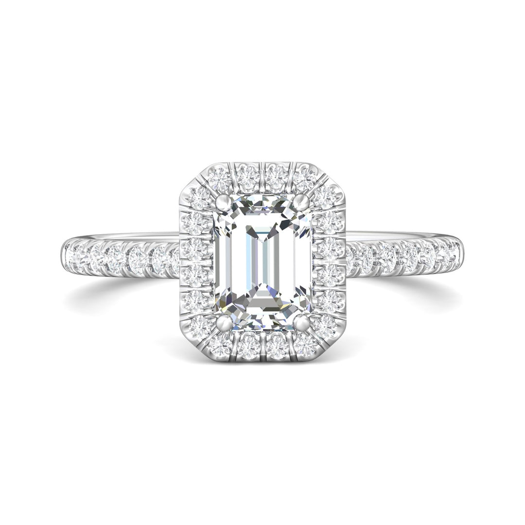 14K Gold White Micropave Halo Engagement Ring from the Micropave Halo collection - DERMH7R_14KW_EmH_7X5_Std_H-I_SI2