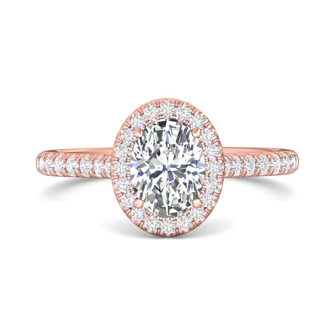 18K Gold Pink Micropave Halo Engagement Ring from the Micropave Halo collection - DERMH7R_18KP_OvH_8X6_Std_H-I_SI2