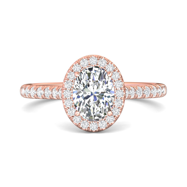 18K Gold Pink Micropave Halo Engagement Ring from the Micropave Halo collection - DERMH7R_18KP_OvH_8X6_Std_H-I_SI2