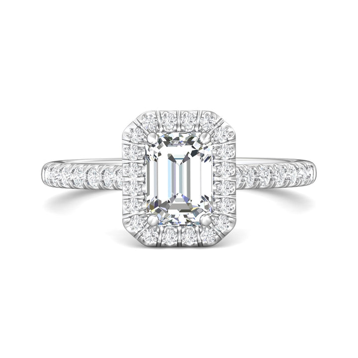 18K Gold White Micropave Halo Engagement Ring from the Micropave Halo collection - DERMH7R_18KW_EmH_7X5_Std_H-I_SI2