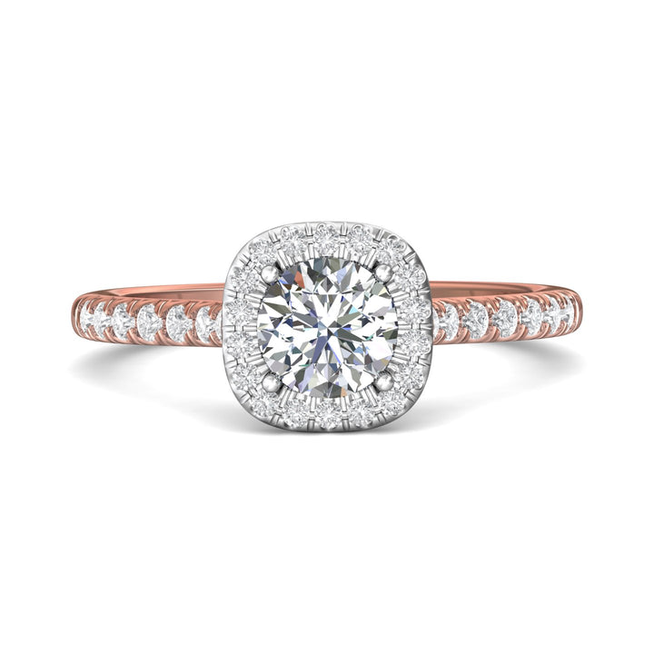 18K Gold White/Pink Micropave Halo Engagement Ring from the Micropave Halo collection - DERMH7R_18KWP_CuHRd_5.7_Std_H-I_SI2