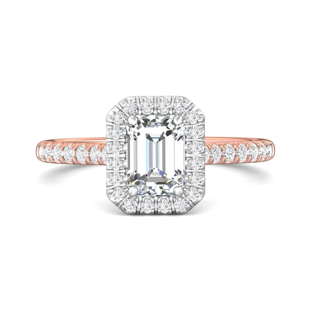 18K Gold White/Pink Micropave Halo Engagement Ring from the Micropave Halo collection - DERMH7R_18KWP_EmH_7x5_Std_H-I_SI2