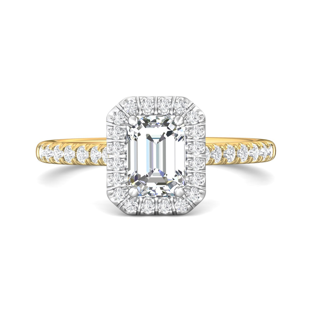 18K Gold White/Yellow Micropave Halo Engagement Ring from the Micropave Halo collection - DERMH7R_18KWY_EmH_7x5_Std_H-I_SI2