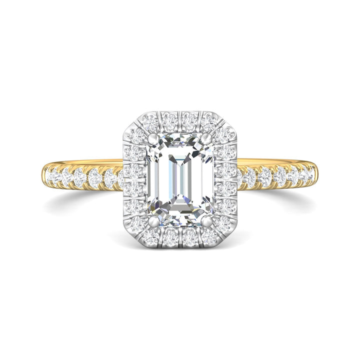 18K Gold White/Yellow Micropave Halo Engagement Ring from the Micropave Halo collection - DERMH7R_18KWY_EmH_7x5_Std_H-I_SI2